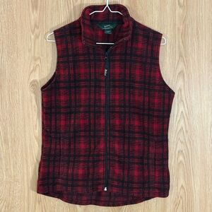Woolrich Fleece Plaid Red/ Black Full Zip Vest